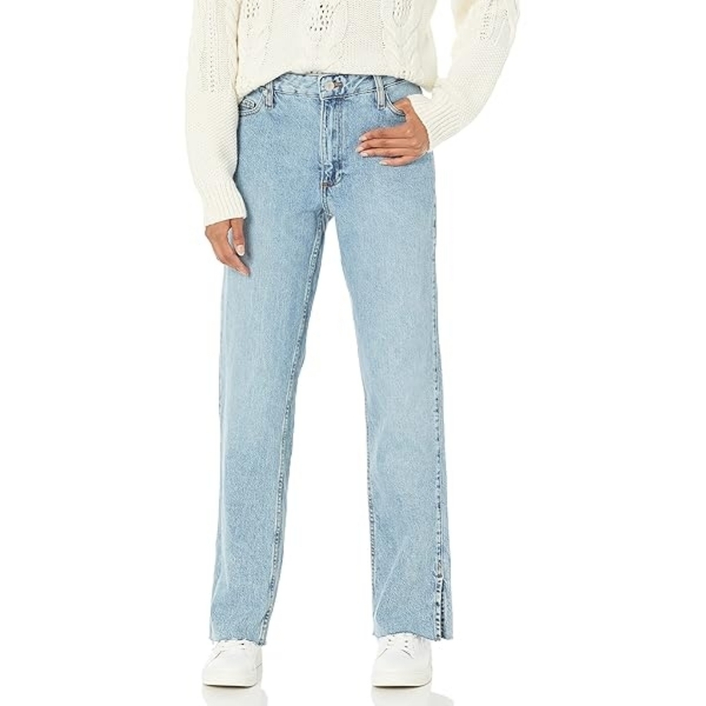 The Drop Women's Janine Slim Straight Leg Size 28 Light Indigo